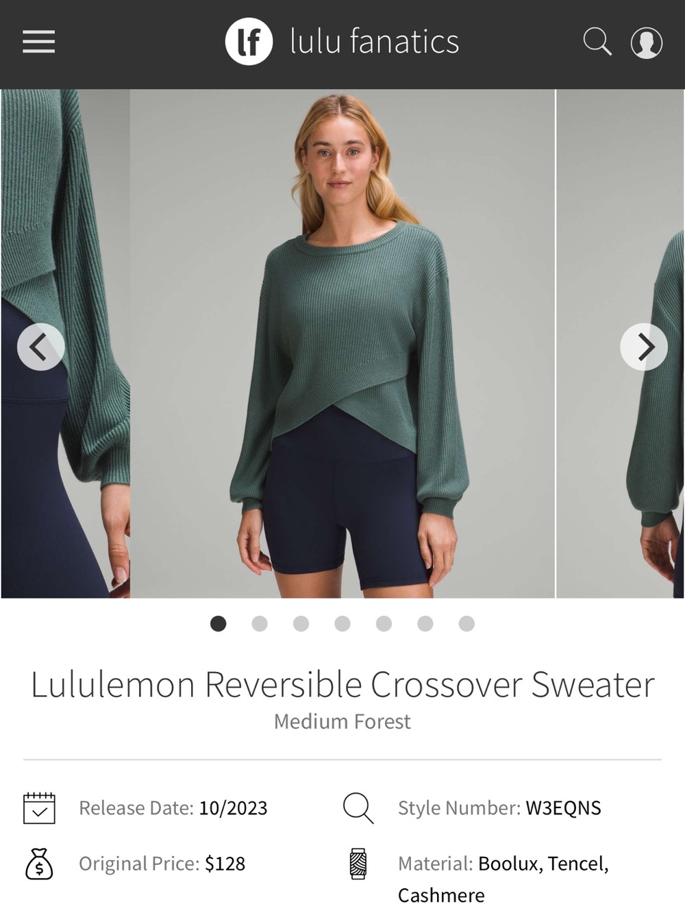 Lululemon NWT Reversible Crossover Sweater
